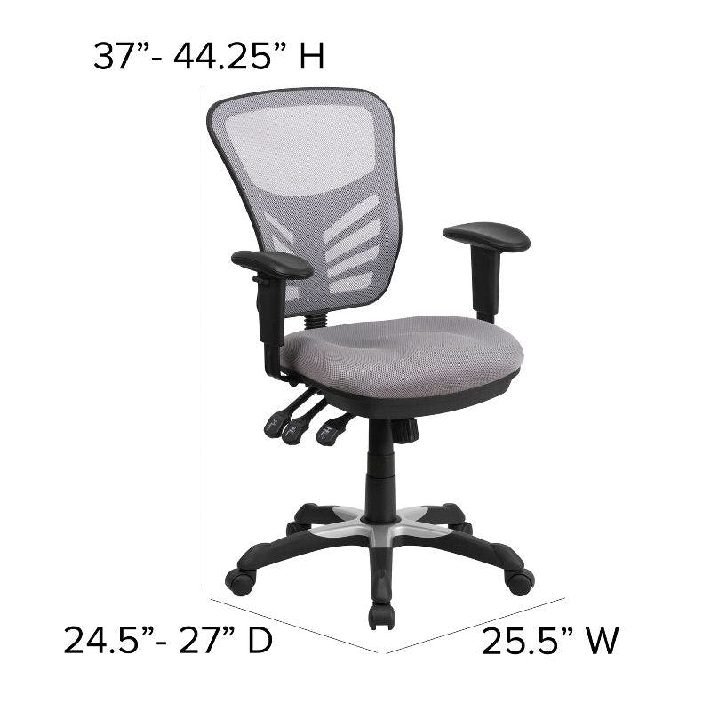 Ergonomic Mid-Back Mesh Executive Swivel Chair with Adjustable Arms in Gray
