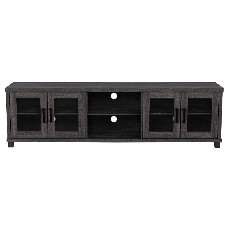 Fremont 84" Dark Gray Engineered Wood TV Stand with Glass Cabinets