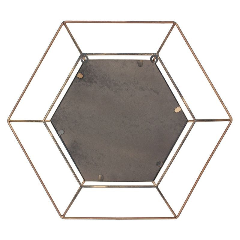Elegant Gold Hexagon 24" Metal Frame Hanging Wall Mirror