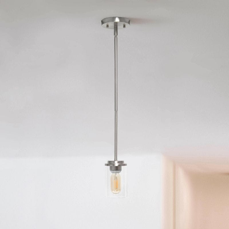 Elegant 53'' Brushed Nickel Industrial Farmhouse Glass Pendant Light
