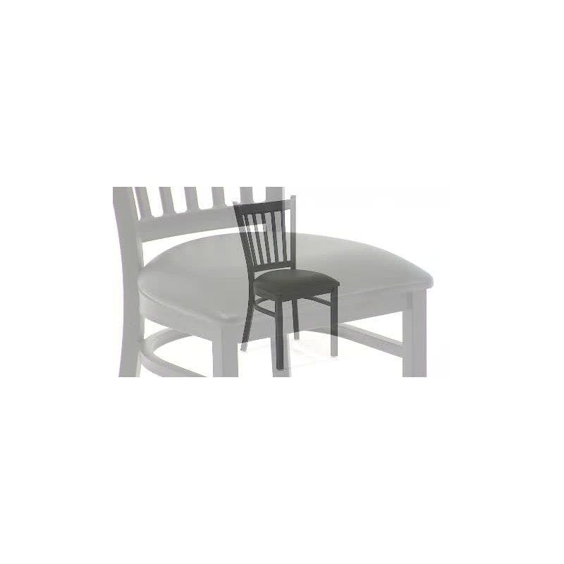 Windsor High Slat Side Chair in Black Steel with Mahogany Wood Seat