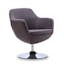 Elegant Gray Faux Leather Barrel Swivel Accent Chair