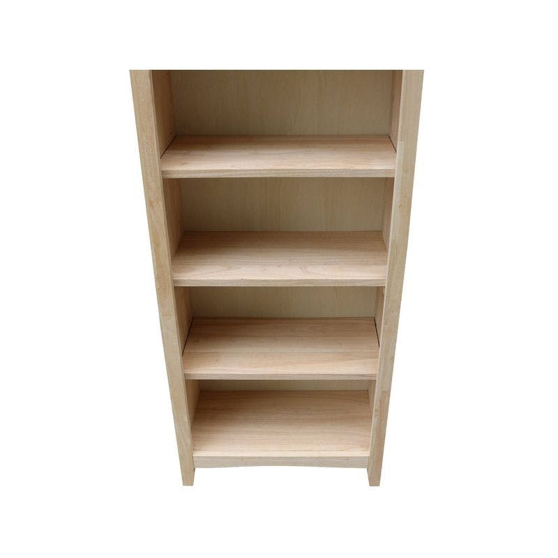 Eco-Friendly Parawood 66" Adjustable Shaker Bookcase - Unfinished
