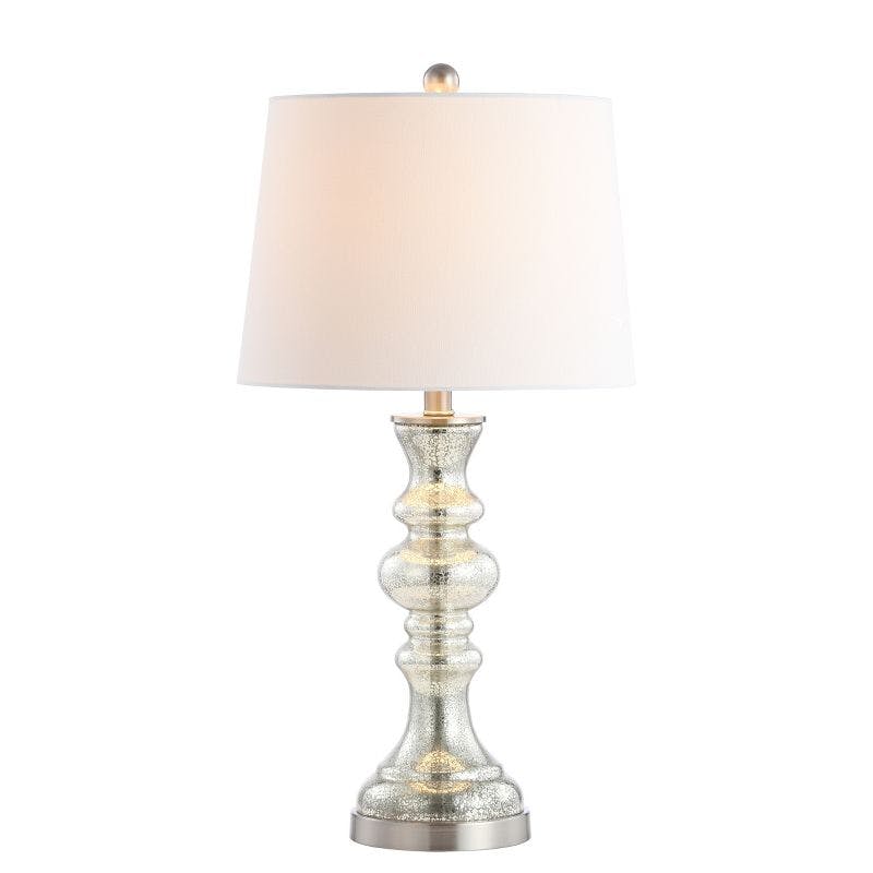 Elegant Silver Mercury Glass 27" Table Lamp with Ivory Cotton Shade