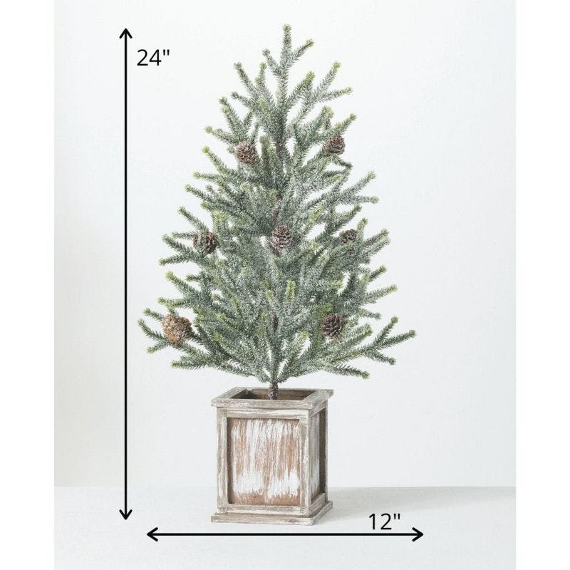 Festive Tabletop Potted Pine Christmas Tree with Pine Cone Accents