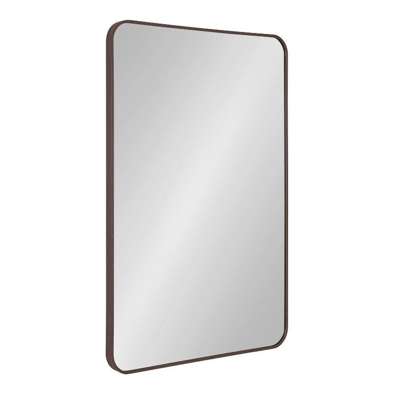 Zayda Sleek Walnut Brown Aluminum Rectangular Wall Mirror 24x36
