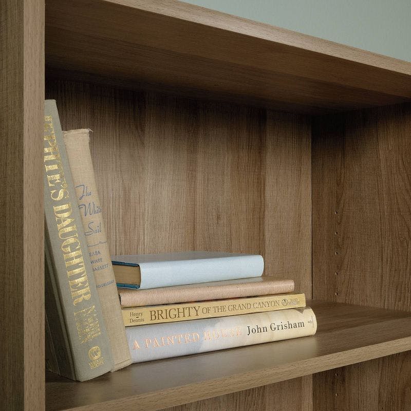 Adjustable Summer Oak 5-Shelf Large Bookcase