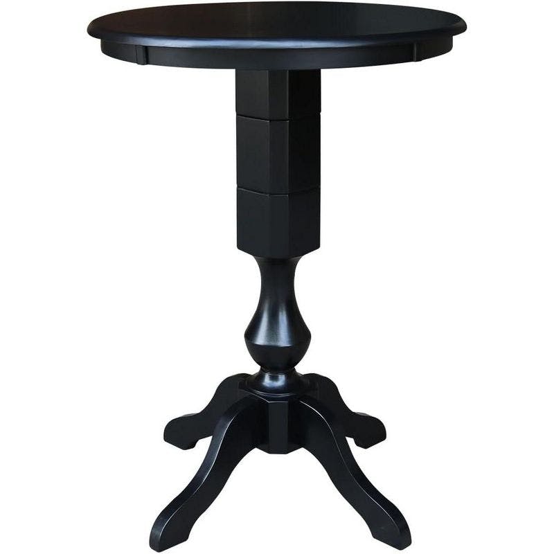 Elegant Round Black Rubberwood Pedestal Dining Table - 30"