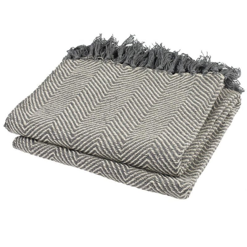 Sleek Contemporary Knitted Cotton Throw - Grey 50" x 70"