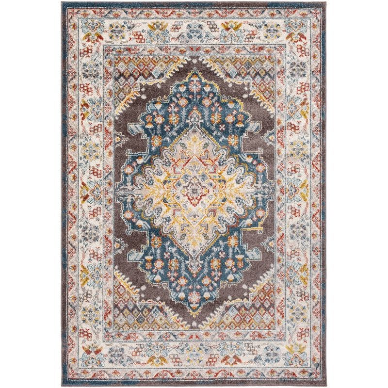 Reversible Blue Synthetic Rectangular Stain-Resistant Rug 7'10" x 10'3"