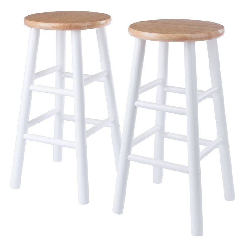 Winsome Huxton Natural & White Solid Wood Counter Stools, Set of 2