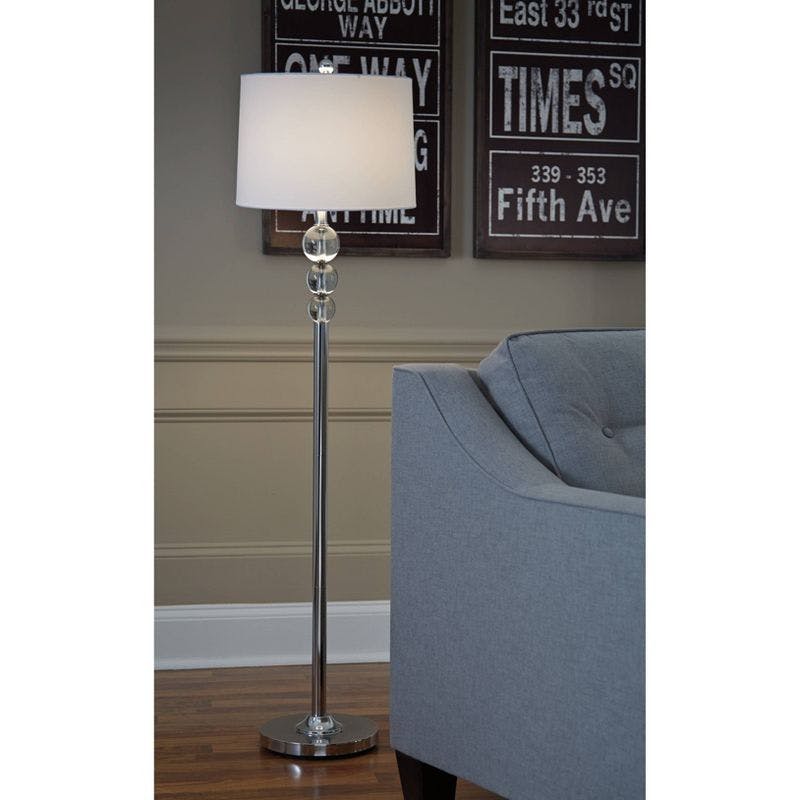 Joaquin 56.25" Chrome and Crystal Contemporary Floor Lamp