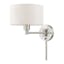 Transitional Brushed Nickel Swing Arm Wall Lamp with Oatmeal Fabric Shade