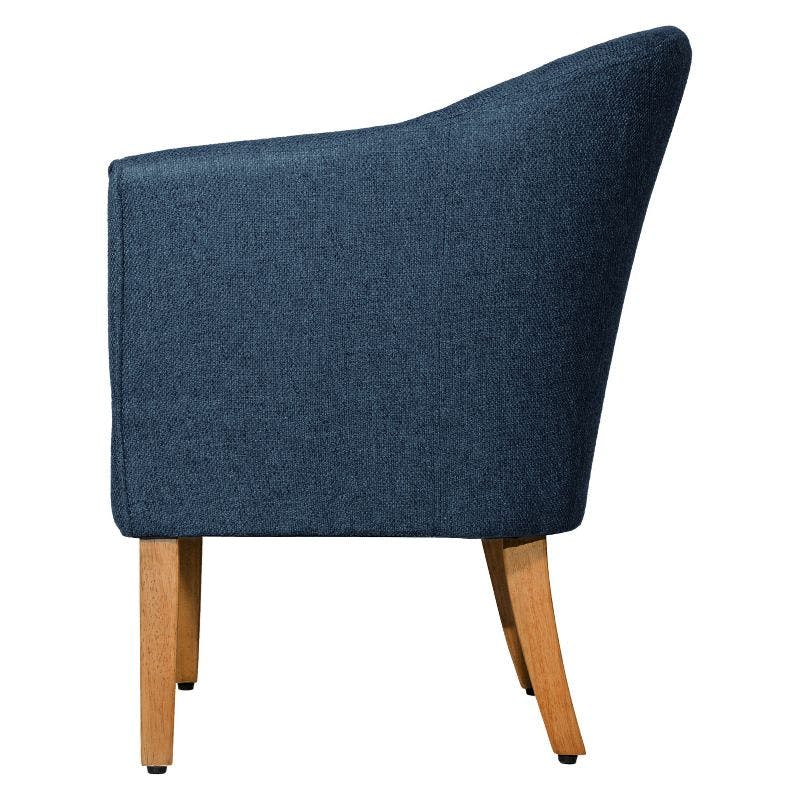 Navy Blue Modern Barrel Wooden Accent Chair