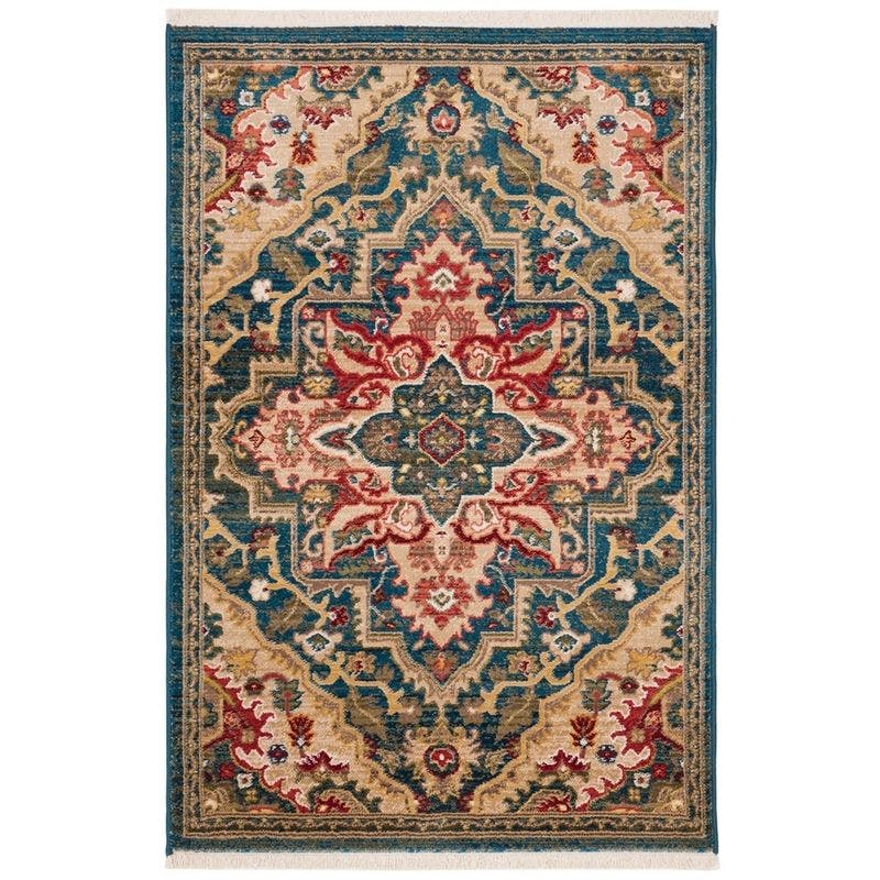 Elysian Blue & Beige Hand-Knotted Easy-Care Area Rug - 3'3" x 4'10"