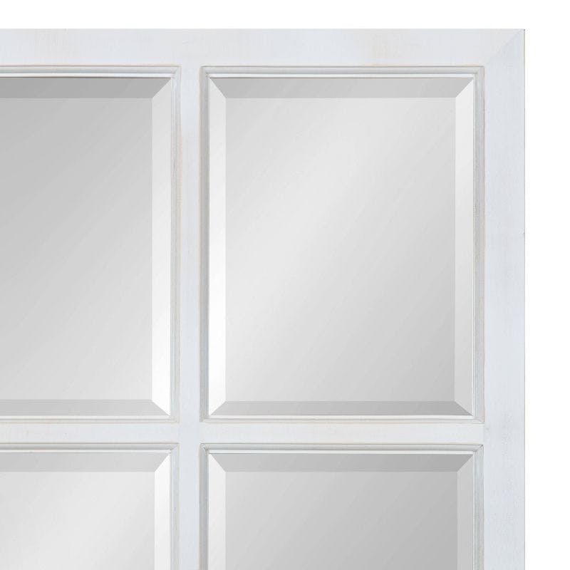 Hogan Rustic White Wooden Windowpane 22" x 46" Wall Mirror