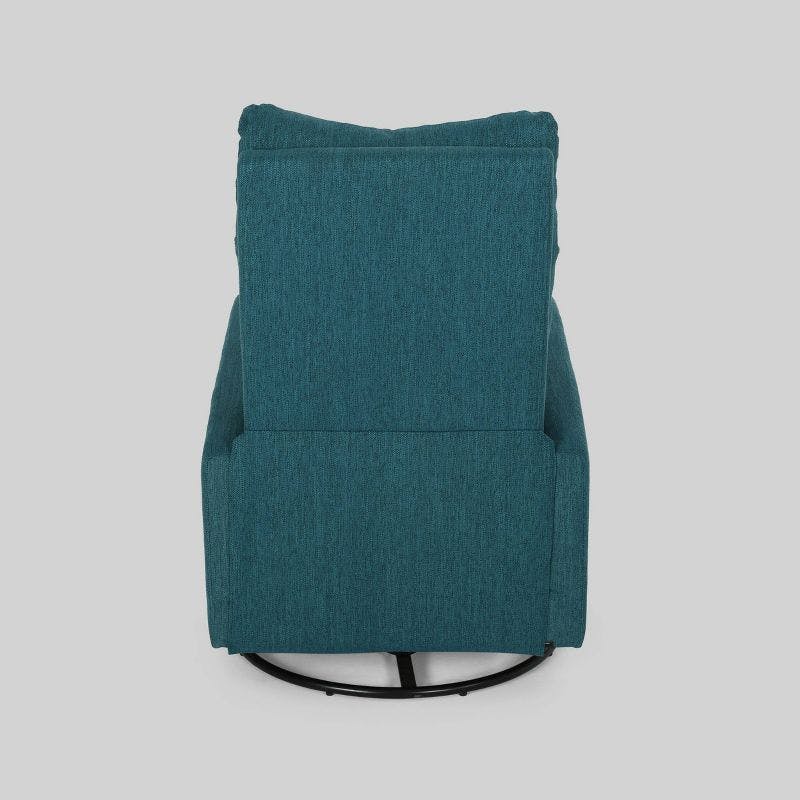 Teal Contemporary Glider Swivel Recliner with Tufted Design