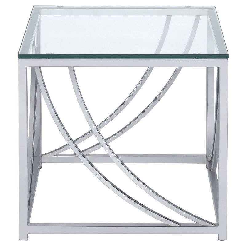 Elegant Chrome Square Glass-Top End Table