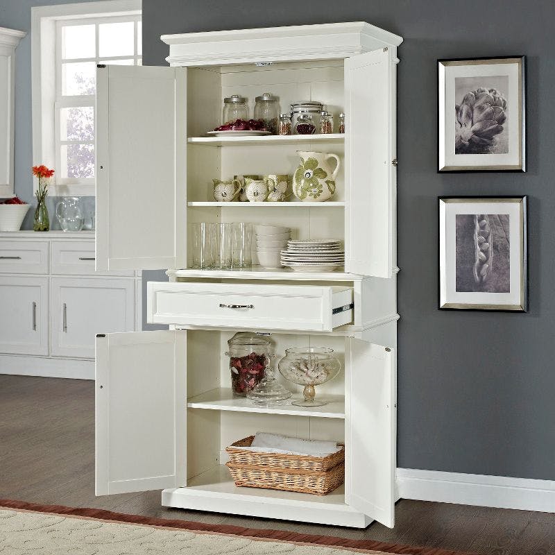 Parsons Classic White Transitional Pantry with Adjustable Shelves