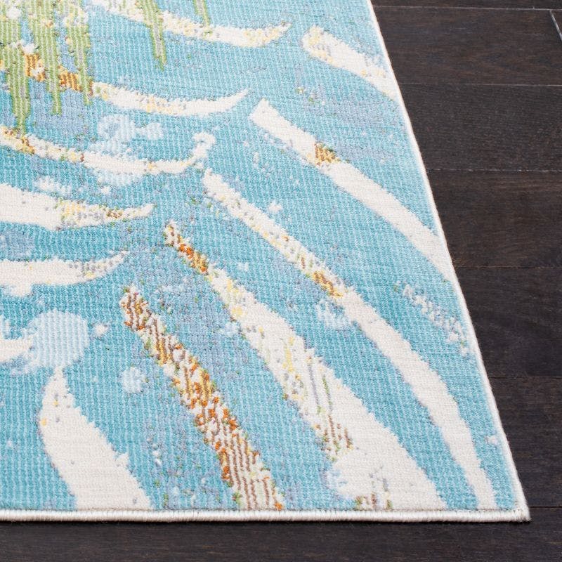 Elysian Bloom Blue Floral Hand-Knotted Synthetic Area Rug - 5' x 7'
