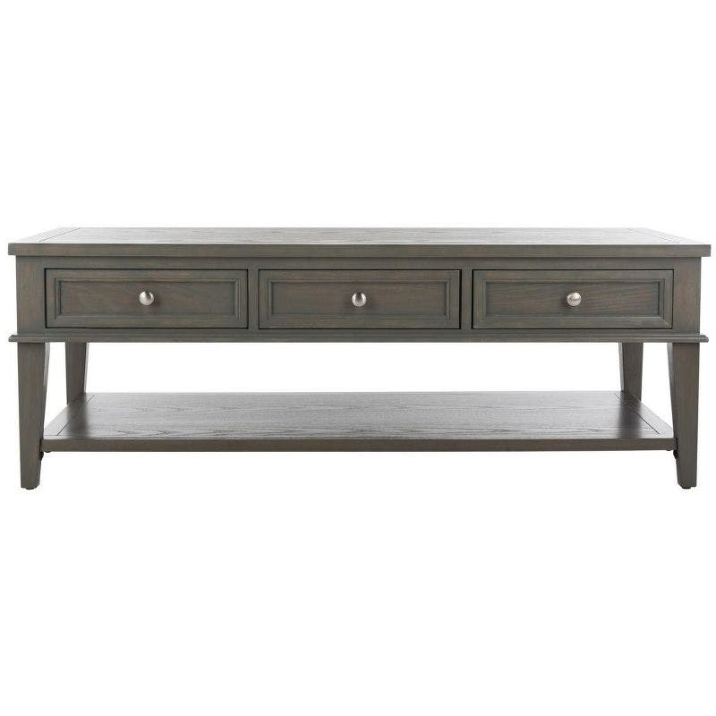 Transitional Ash Grey Rectangular Coffee Table with Storage
