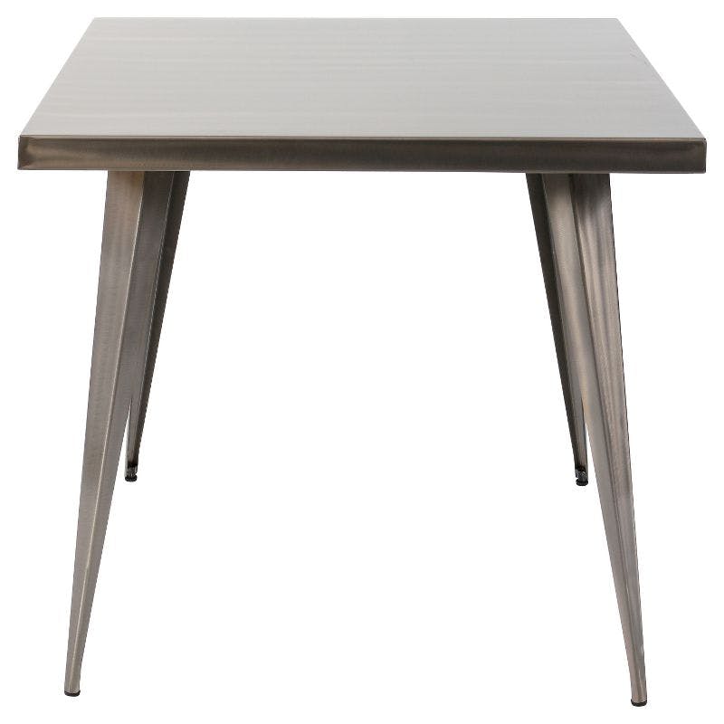 Austin 32" Brushed Silver Square Industrial Dining Table