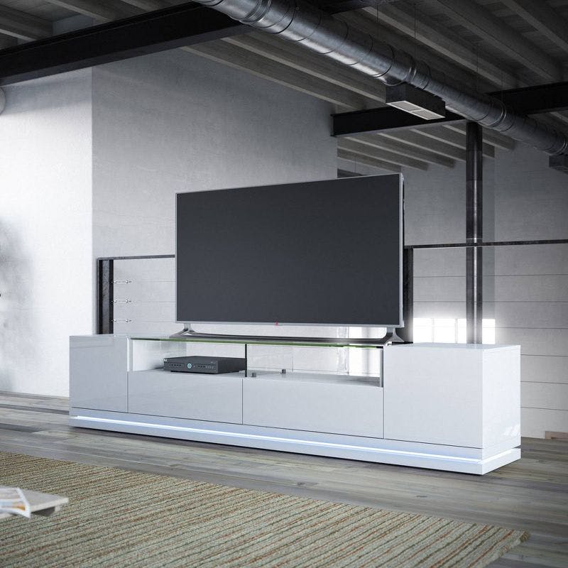 Vanderbilt Gloss White LED-Lit TV Stand for Up to 70" TVs