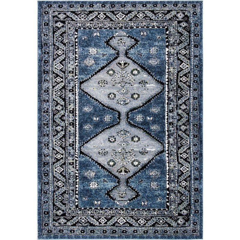 Heirloom Blue Synthetic 5' x 7' Hand-Knotted Area Rug