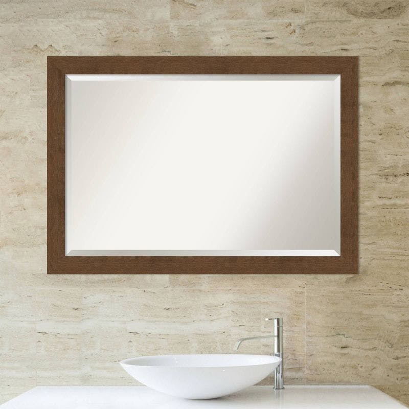 Carlisle Brown Real Wood Rectangular Bathroom Vanity Mirror