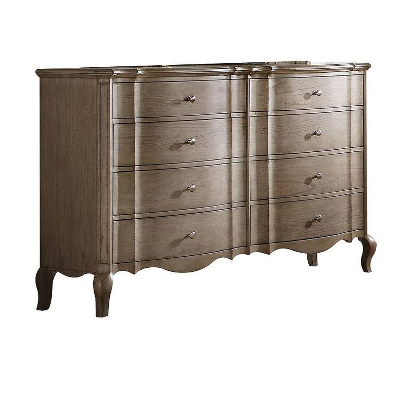 Elegant Antique Taupe Dresser with Dovetail and Felt-Lined Drawers
