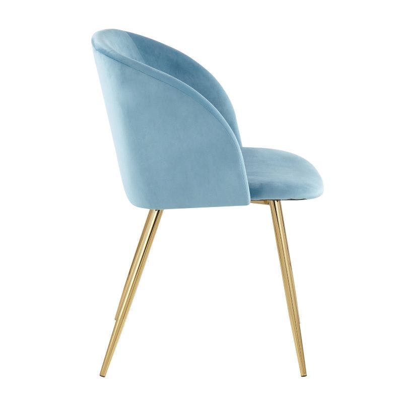 Elevated Elegance Gold Steel & Light Blue Velvet Dining Chair Pair