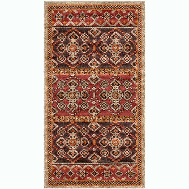 Reversible Red/Chocolate Synthetic 5' x 7' Easy-Care Area Rug