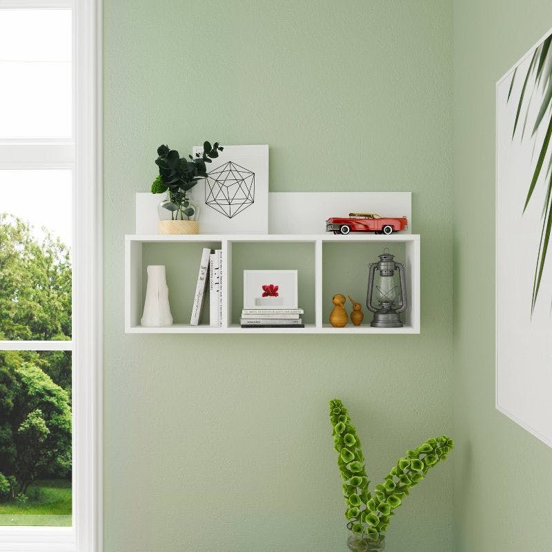 Elegant White Floating Cubbie Shelf for Modern Living