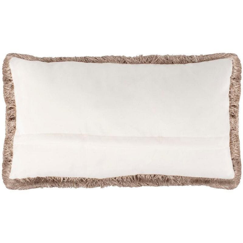 Contemporary Cream Shag Indoor/Outdoor Decorative Pillow 14" x 24"