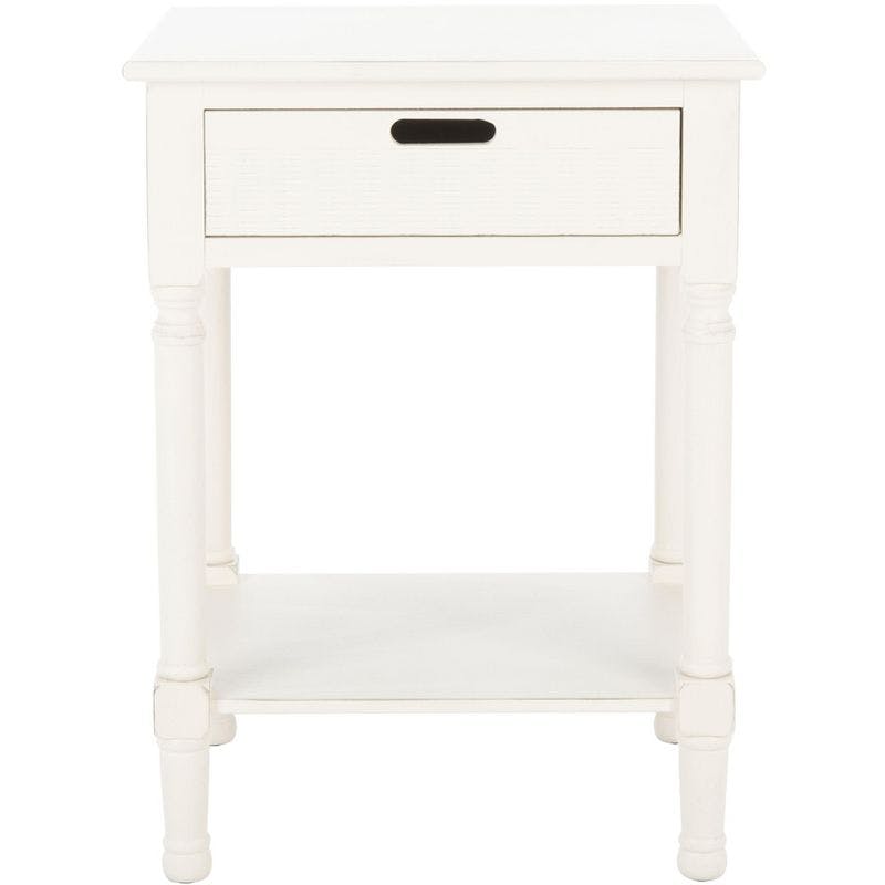 Landers Farmhouse Chic Distressed White 1-Drawer Accent Table