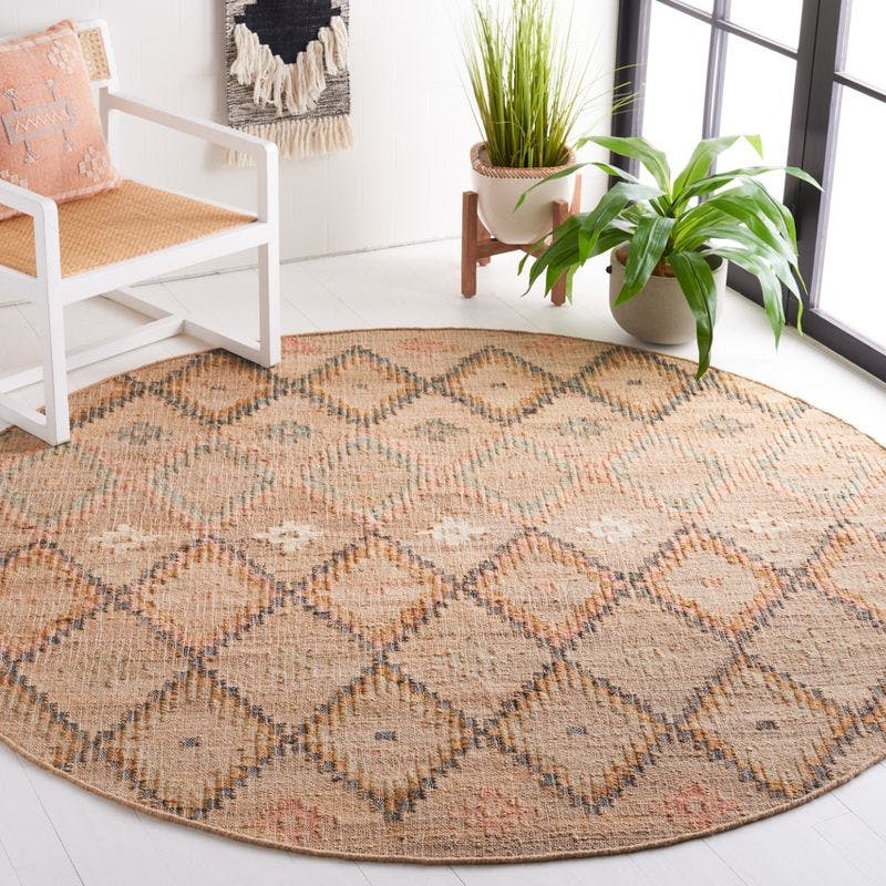 Bohemian Chic Blue Cotton 5' Round Handwoven Area Rug