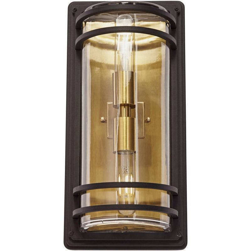 Modern Luxe 21" Black and Gold Wall Sconce with Clear Glass