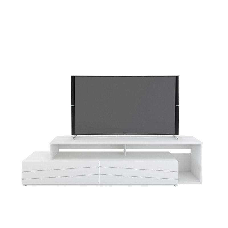 Modern 72-inch White Melamine TV Stand with Storage