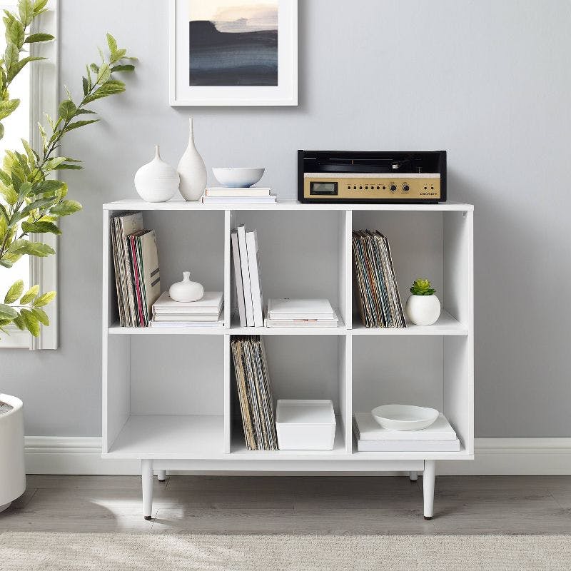 Crosley Liam Modern White 6-Cube Media Bookcase