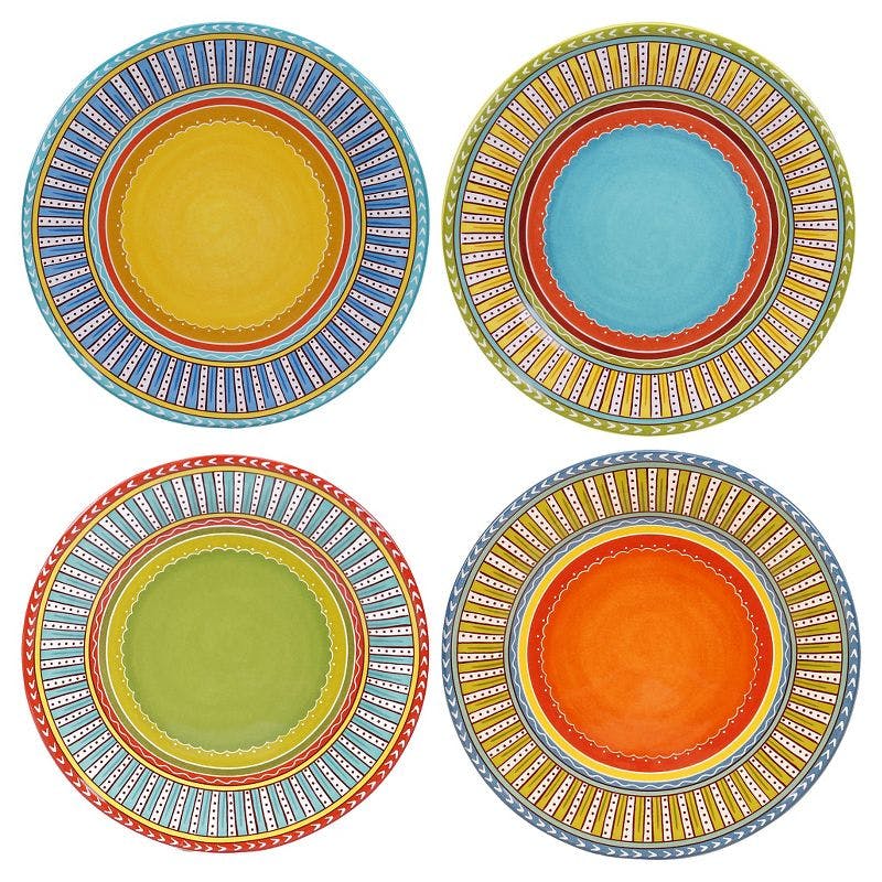 Valencia Festive Hand-Painted Ceramic Dinner Plates - 12.5"
