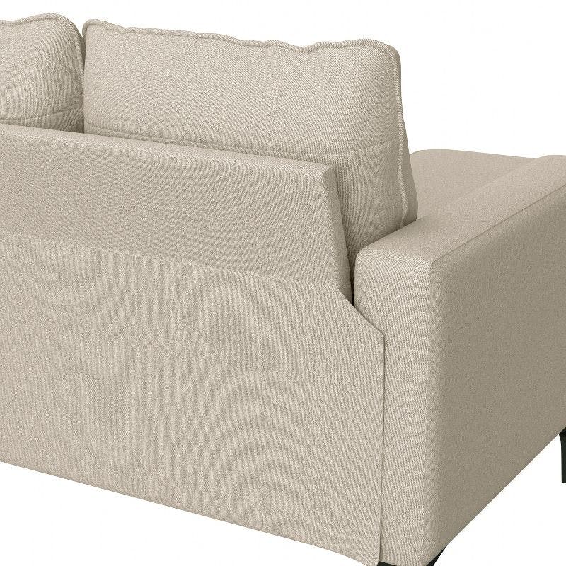 Oatmeal Fabric Reversible Sectional Chaise with Sleek Metal Legs