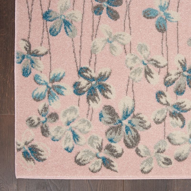 Serene Blossom Pink Floral 5'3" x 7'3" Easy-Care Area Rug