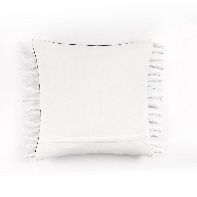 Boho Farmhouse Navy Cotton Tassel 20" Decorative Pillow Cover
