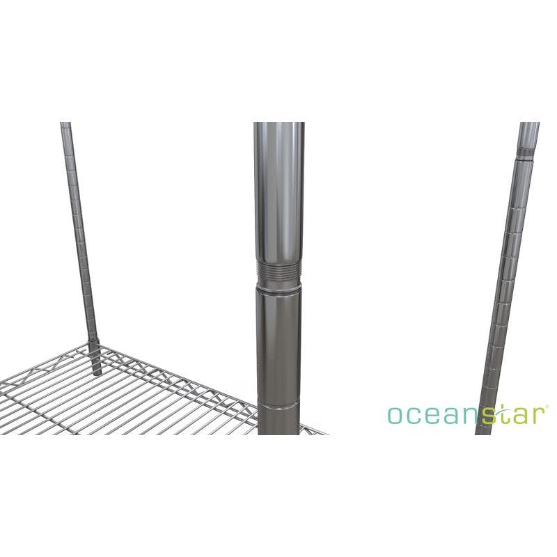 Oceanstar Chrome 3-Tier Adjustable Heavy-Duty Utility Cart