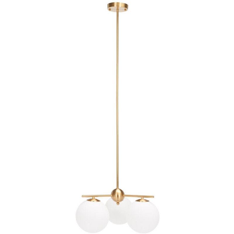 Cantrys Mid-Century Modern Gold and White Glass Orb Chandelier