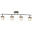 Distressed Bronze 4-Light Modern Ceiling Rail with White Cylinder Shades