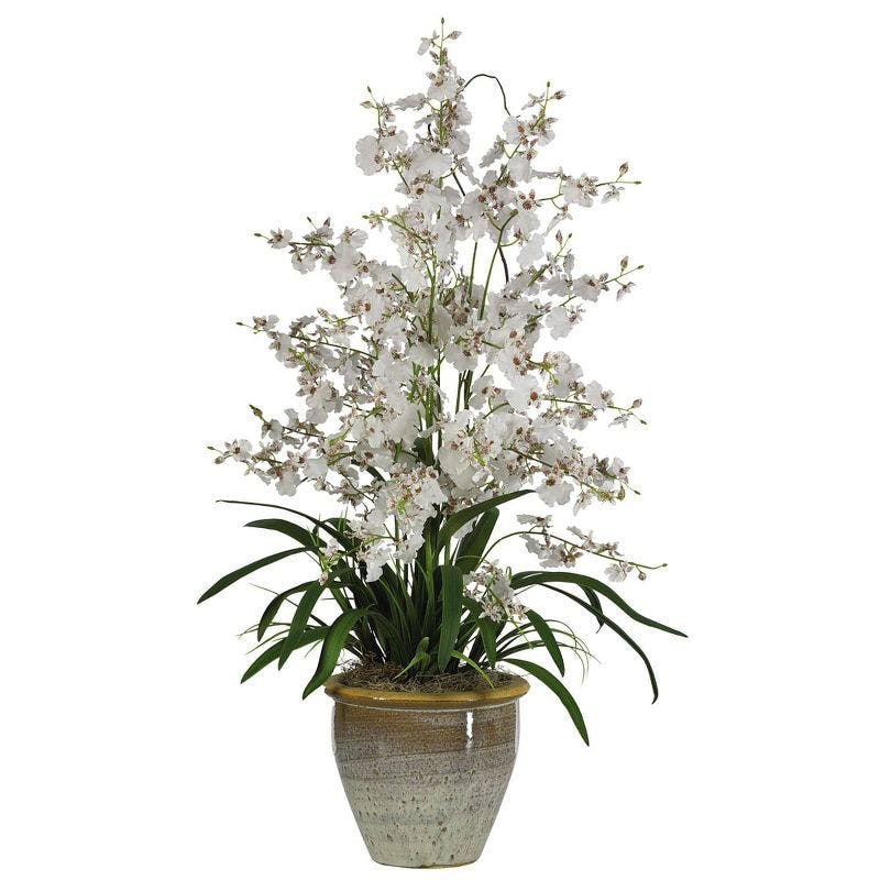 Orchid Elegance 29" Outdoor Tabletop Potted Silk Flower