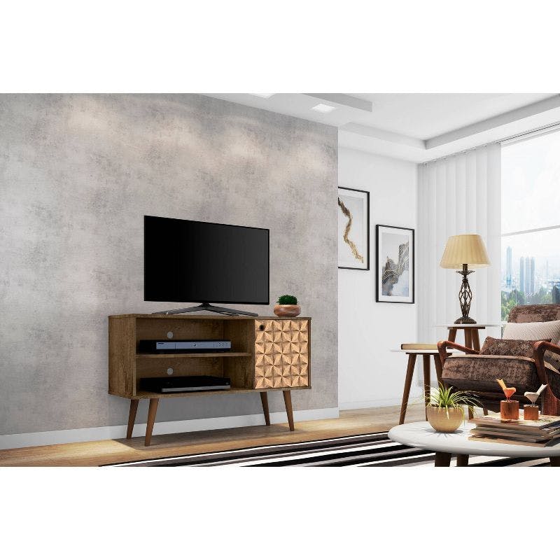 Rustic Brown Free-Standing Entertainment Center with Cabinet