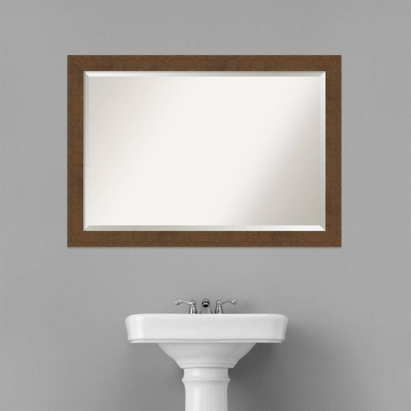 Carlisle Brown Real Wood Rectangular Bathroom Vanity Mirror