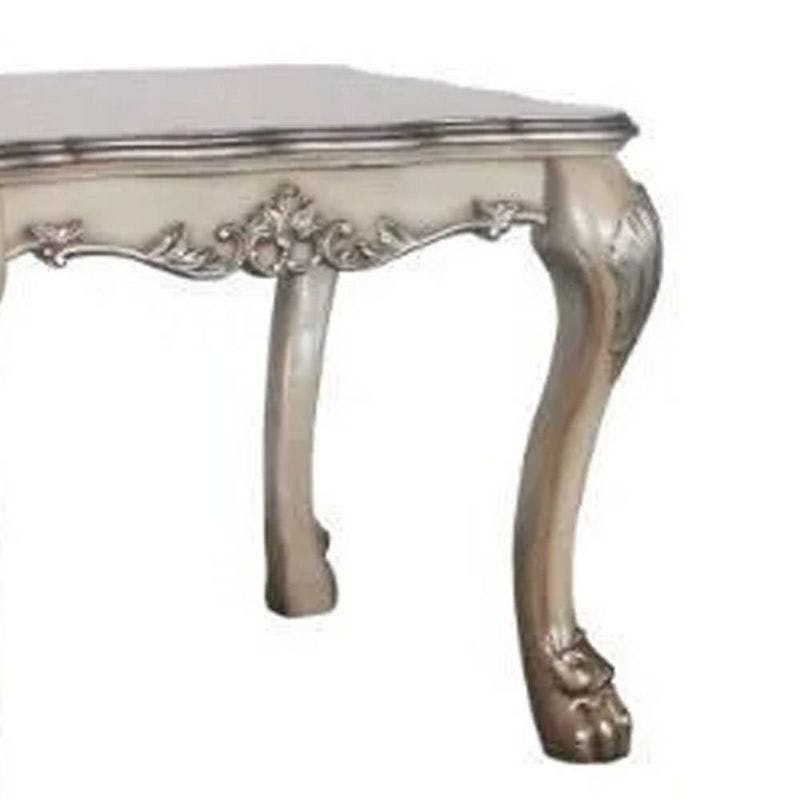Dresden Vintage Bone White Square Wooden End Table with Claw Feet